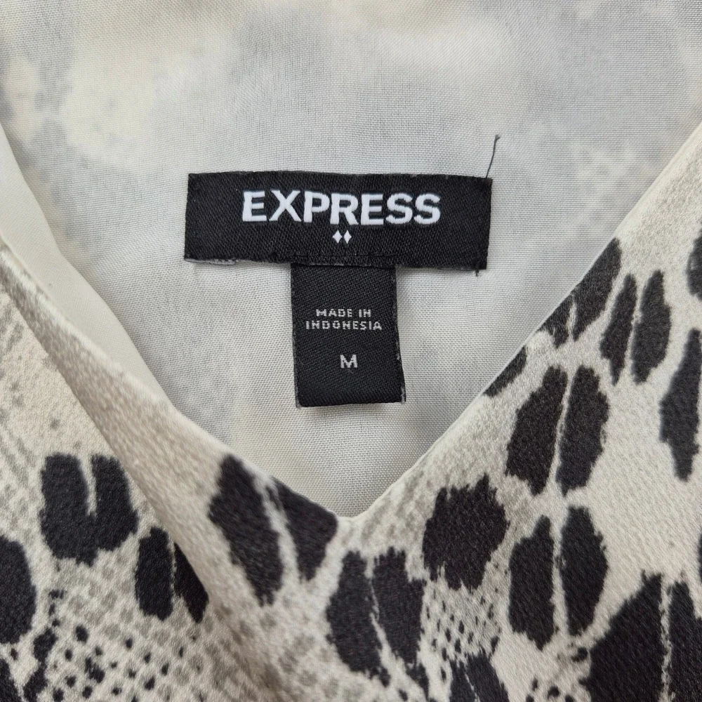 Express Snakeskin Blouse Sleeveless White Gray Tank Top Animal Print Chic Sexy M - Picture 4 of 13